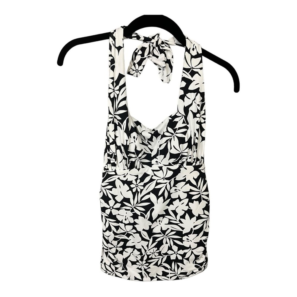 Lands' End Square Neck Halter Tankini‎ Swimsuit Top in Havana Print Size 4 NWT - Picture 3 of 8